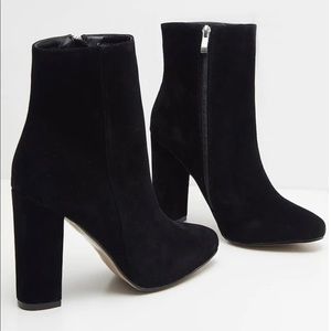 Behati Black Faux Suede Ankle Boots